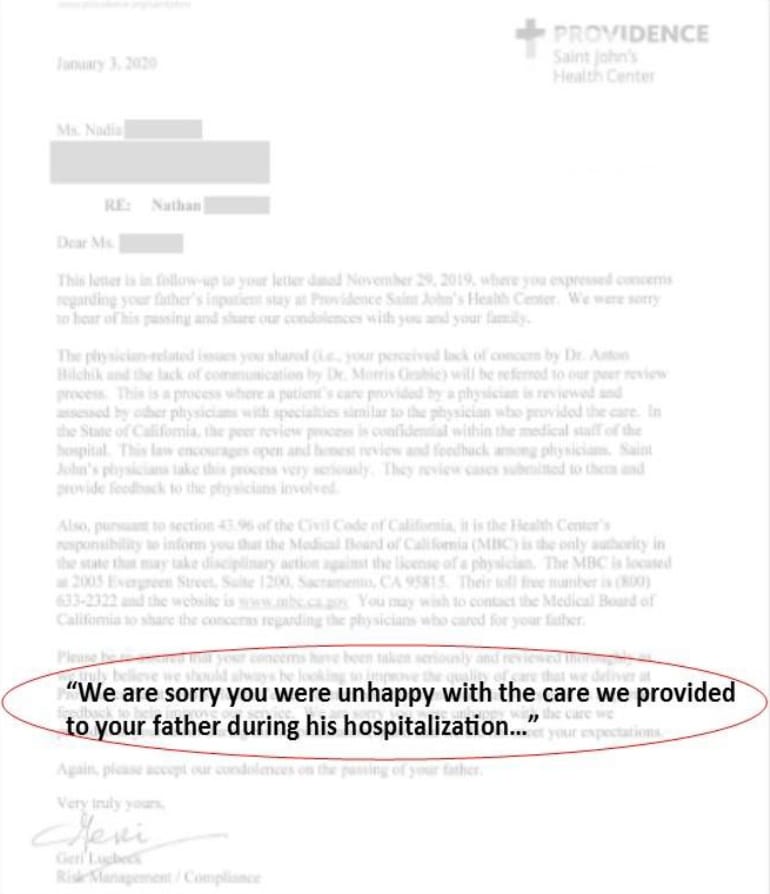 Bilchik Letter Apology